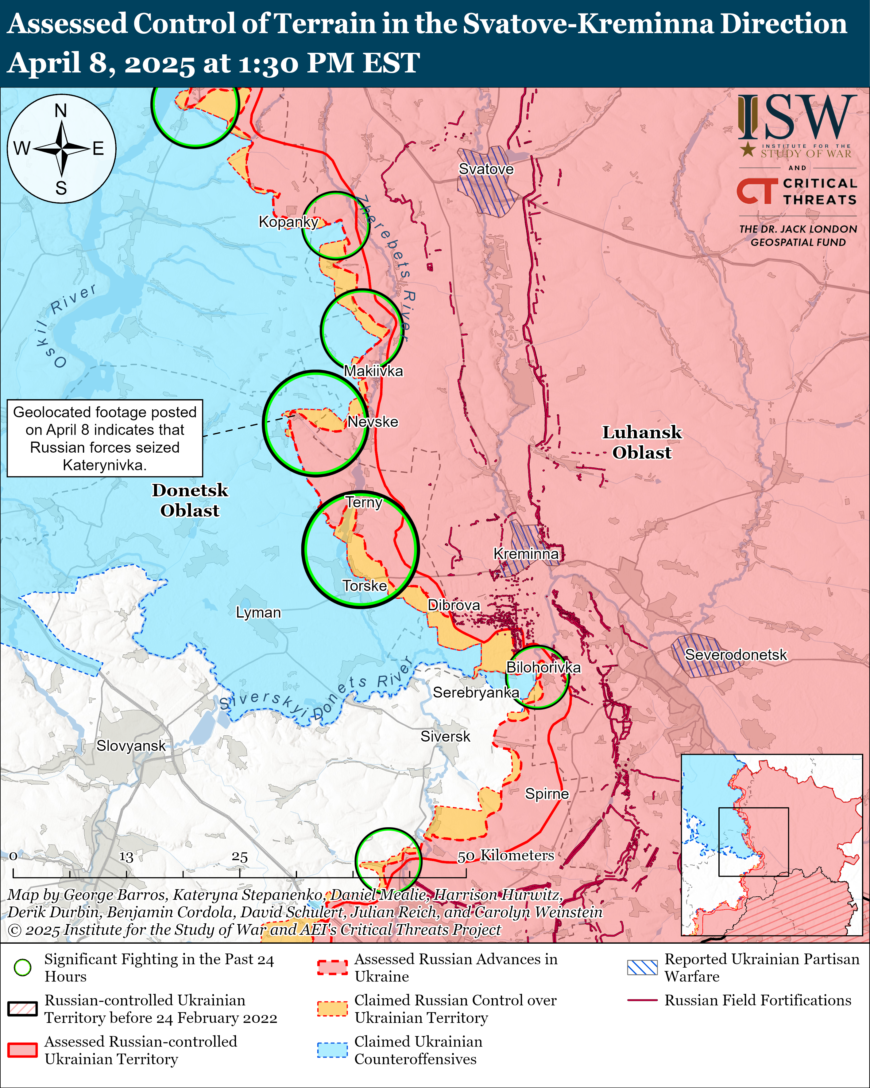 Росіяни трохи просунулися на території РФ і на Донбасі: карти ISW
